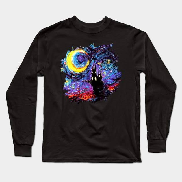 The Haunting of van Gogh with border Long Sleeve T-Shirt by sagittariusgallery